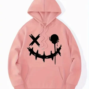 Monster Smile Face Printed Kangaroo Hoodie