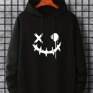 Monster Smile Face Printed Kangaroo Hoodie