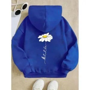 Flower Back Print Hoodies For Girls