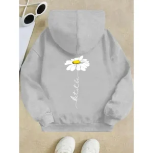 Flower Back Print Hoodies For Girls