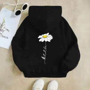 Flower Back Print Hoodies For Girls