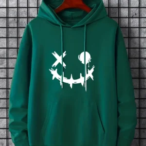 Monster Smile Face Printed Kangaroo Hoodie