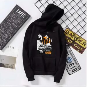 Car Drift printed winter Hoodie