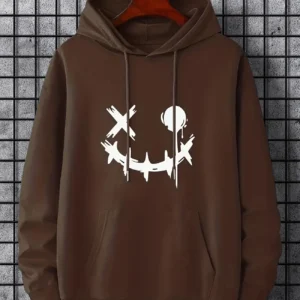 Monster Smile Face Printed Kangaroo Hoodie