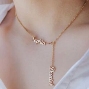 Double Name Couple Hanging Necklace