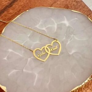 Double Heart Name Necklace