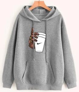 Hand With Cup Printed Hoodie
