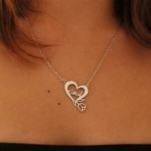 Heart with Flower Name Necklace